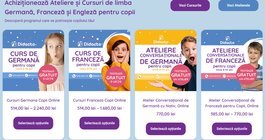 Didacto.ro - Tabere, ateliere conversationale si cursuri de limba germana, franceza si engleza