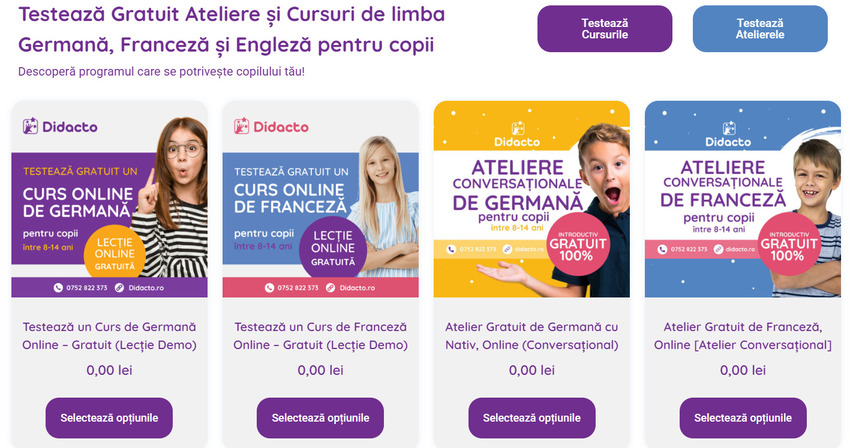 Didacto.ro - Tabere, ateliere conversationale si cursuri de limba germana, franceza si engleza