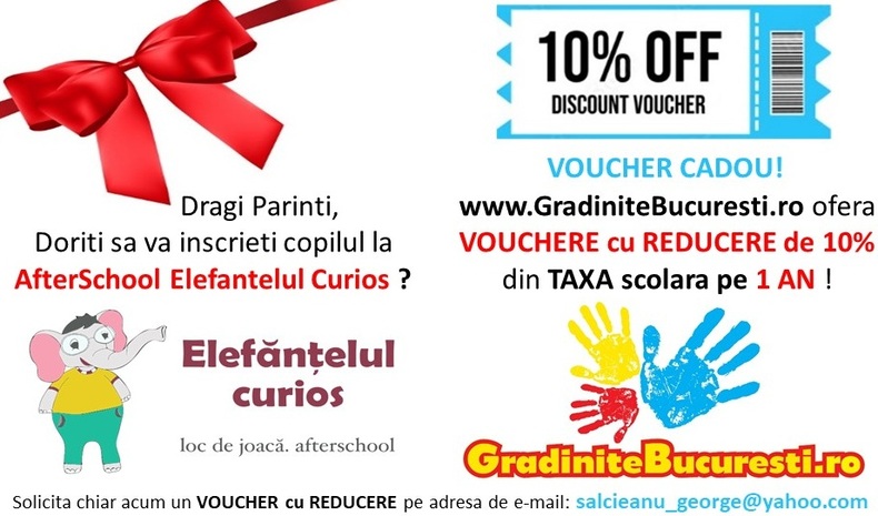 INSCRIERI la After School Elefantelul Curios / VOUCHER cu REDUCERE 10% din TAXA scolara pe 1 AN !